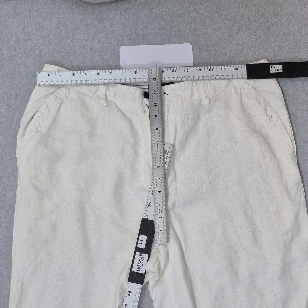 VINTAGE Cremieux Men Pants 36X32 White Linen Button Zipper 32